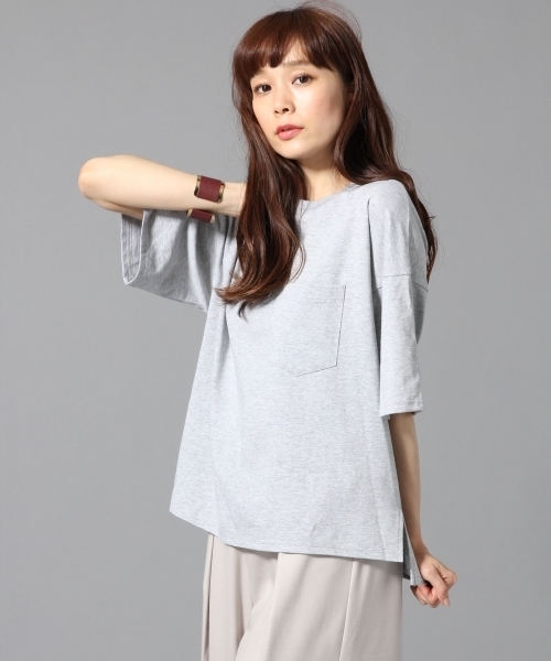 HARE（ハレ）の「ワイドポケットＴシャツ(HARE)（Tシャツ/カットソー・レディース・オフホワイト/グレー/カーキ/ブラック・FREE）」の3枚目の写真