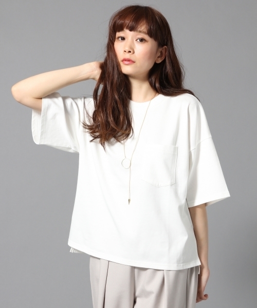 HARE（ハレ）の「ワイドポケットＴシャツ(HARE)（Tシャツ/カットソー・レディース・オフホワイト/グレー/カーキ/ブラック・FREE）」の2枚目の写真