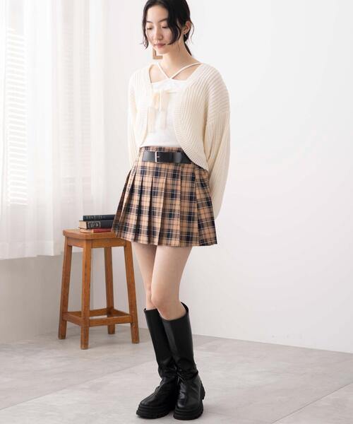 WEGO（ウィゴー）の「WEGO/バックル付プリーツスカパン（スカート・レディース・ブラック/ブラック系その他2/ベージュ系その他2・FREE）」の6枚目の写真