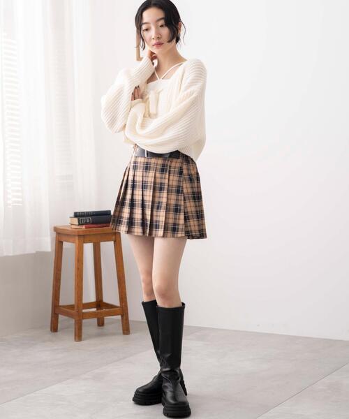 WEGO（ウィゴー）の「WEGO/バックル付プリーツスカパン（スカート・レディース・ブラック/ブラック系その他2/ベージュ系その他2・FREE）」の21枚目の写真