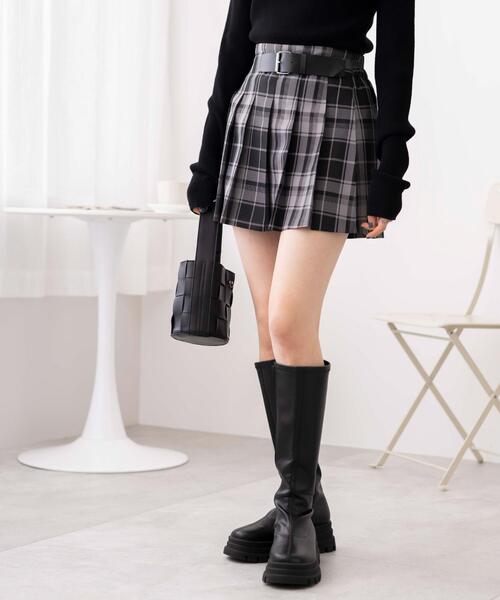 WEGO（ウィゴー）の「WEGO/バックル付プリーツスカパン（スカート・レディース・ブラック/ブラック系その他2/ベージュ系その他2・FREE）」の14枚目の写真