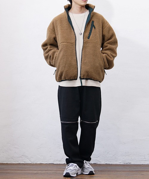 MinoriTY(マイノリティ)の「【MinoriTY】リバーシブルシープボアブルゾン ジャケット メンズ アウター 冬服 もこもこ(ブルゾン・メンズ・ブラウン/ベージュ/ブラック/ホワイト・L/M)」の11枚目の写真