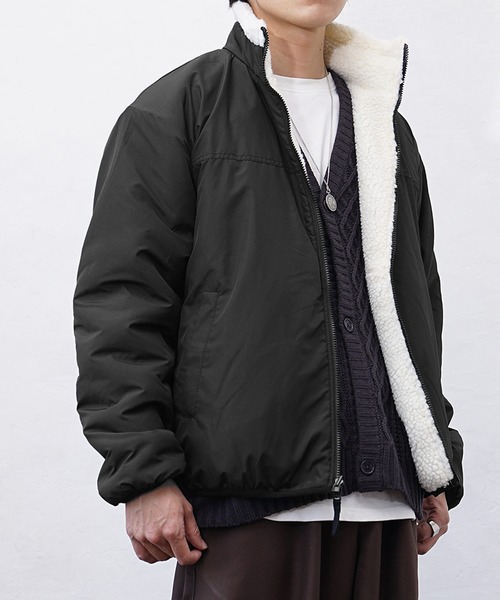 MinoriTY(マイノリティ)の「【MinoriTY】リバーシブルシープボアブルゾン ジャケット メンズ アウター 冬服 もこもこ(ブルゾン・メンズ・ブラウン/ベージュ/ブラック/ホワイト・L/M)」の6枚目の写真