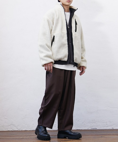 MinoriTY(マイノリティ)の「【MinoriTY】リバーシブルシープボアブルゾン ジャケット メンズ アウター 冬服 もこもこ(ブルゾン・メンズ・ブラウン/ベージュ/ブラック/ホワイト・L/M)」の7枚目の写真