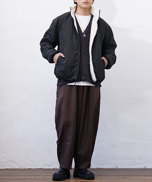 MinoriTY(マイノリティ)の「【MinoriTY】リバーシブルシープボアブルゾン ジャケット メンズ アウター 冬服 もこもこ(ブルゾン・メンズ・ブラウン/ベージュ/ブラック/ホワイト・L/M)」の8枚目の写真