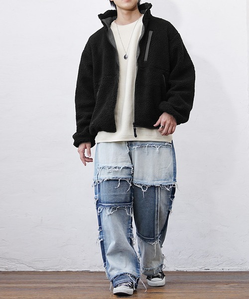 MinoriTY(マイノリティ)の「【MinoriTY】リバーシブルシープボアブルゾン ジャケット メンズ アウター 冬服 もこもこ(ブルゾン・メンズ・ブラウン/ベージュ/ブラック/ホワイト・L/M)」の15枚目の写真