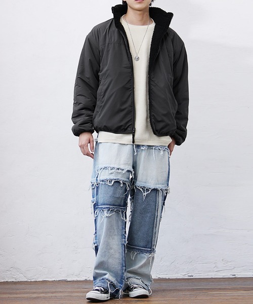 MinoriTY(マイノリティ)の「【MinoriTY】リバーシブルシープボアブルゾン ジャケット メンズ アウター 冬服 もこもこ(ブルゾン・メンズ・ブラウン/ベージュ/ブラック/ホワイト・L/M)」の16枚目の写真