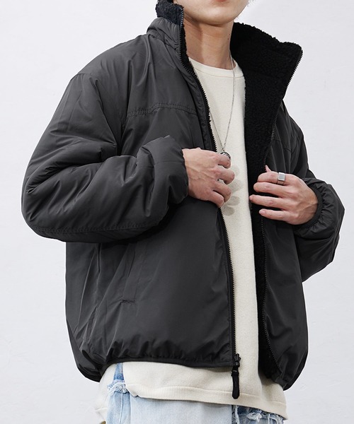 MinoriTY(マイノリティ)の「【MinoriTY】リバーシブルシープボアブルゾン ジャケット メンズ アウター 冬服 もこもこ(ブルゾン・メンズ・ブラウン/ベージュ/ブラック/ホワイト・L/M)」の14枚目の写真