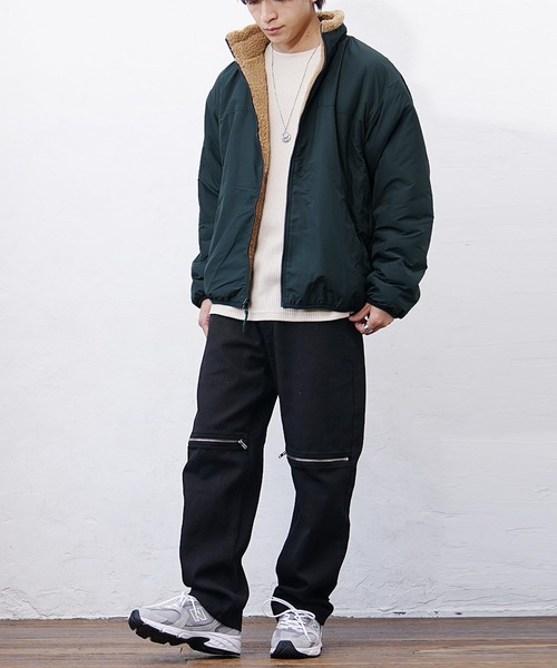 MinoriTY(マイノリティ)の「【MinoriTY】リバーシブルシープボアブルゾン ジャケット メンズ アウター 冬服 もこもこ(ブルゾン・メンズ・ブラウン/ベージュ/ブラック/ホワイト・L/M)」の12枚目の写真