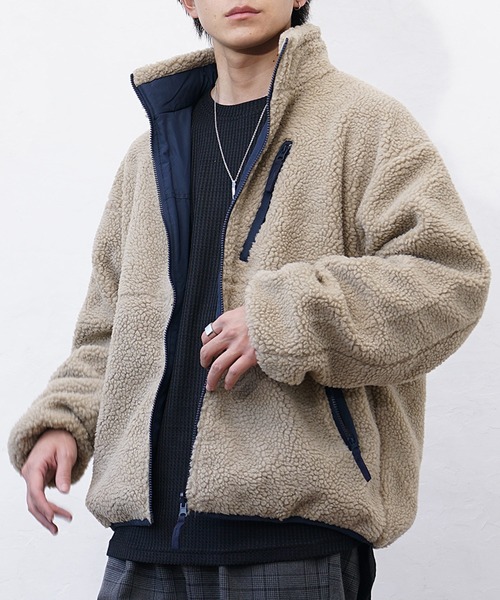 MinoriTY(マイノリティ)の「【MinoriTY】リバーシブルシープボアブルゾン ジャケット メンズ アウター 冬服 もこもこ(ブルゾン・メンズ・ブラウン/ベージュ/ブラック/ホワイト・L/M)」の17枚目の写真