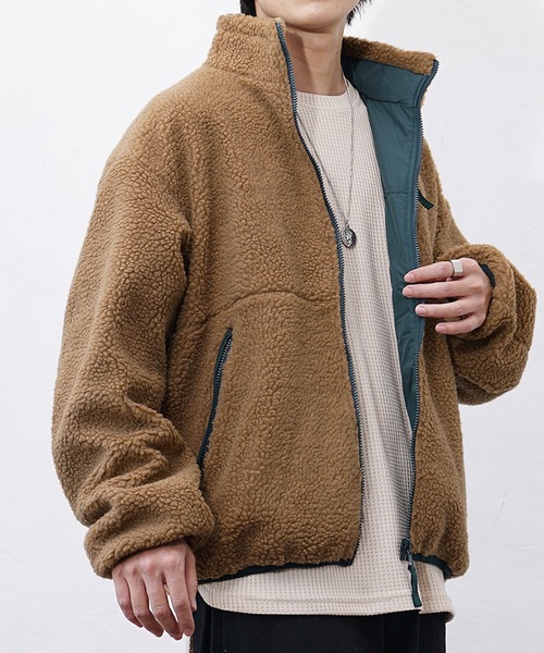MinoriTY(マイノリティ)の「【MinoriTY】リバーシブルシープボアブルゾン ジャケット メンズ アウター 冬服 もこもこ(ブルゾン・メンズ・ブラウン/ベージュ/ブラック/ホワイト・L/M)」の9枚目の写真