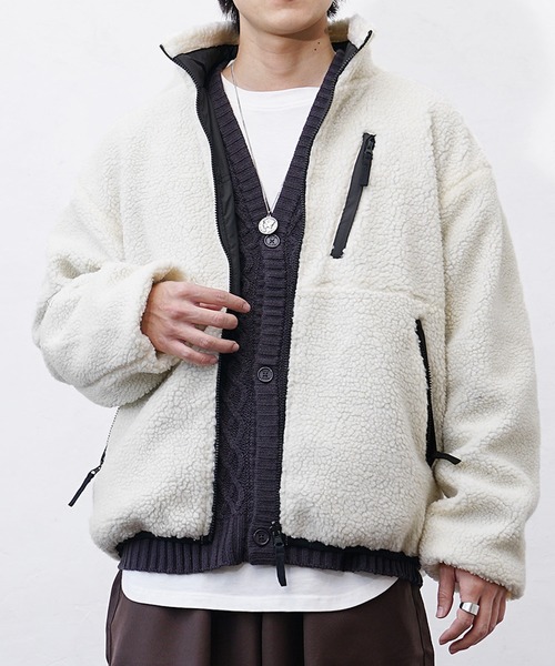 MinoriTY(マイノリティ)の「【MinoriTY】リバーシブルシープボアブルゾン ジャケット メンズ アウター 冬服 もこもこ(ブルゾン・メンズ・ブラウン/ベージュ/ブラック/ホワイト・L/M)」の5枚目の写真