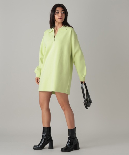 FOREVER 21(フォーエバー トゥエンティーワン)の「【2024SS】スキッパーニットミニワンピース(ワンピース・レディース・ブラック/ライトグレー/グリーン・FREE)」の12枚目の写真
