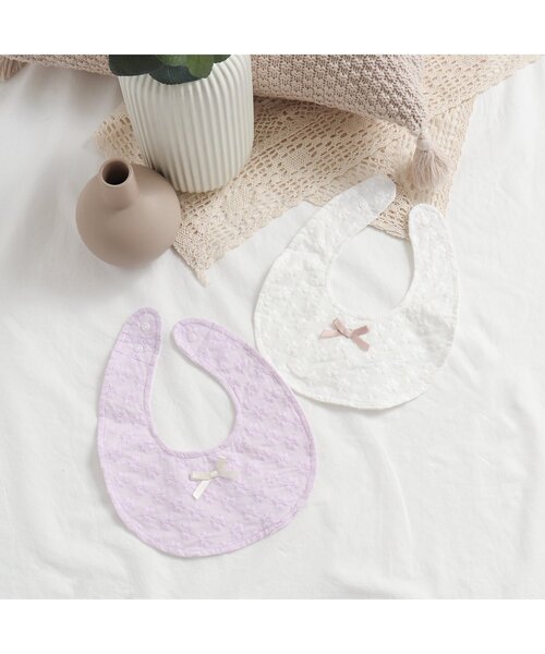 apres les cours(アプレレクール)の「レーススタイ(スタイ/よだれかけ・キッズ・ラベンダー/オフホワイト・90)」の6枚目の写真