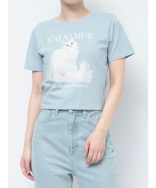 CALNAMUR（カルナムール）の「キャットTシャツ（Tシャツ/カットソー・レディース・ネイビー/ホワイト/ピンク/ライトブルー・FREE）」の9枚目の写真