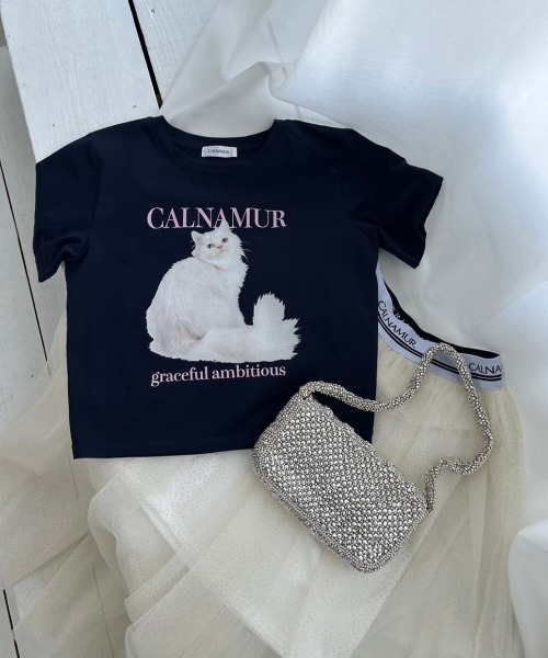 CALNAMUR（カルナムール）の「キャットTシャツ（Tシャツ/カットソー・レディース・ネイビー/ホワイト/ピンク/ライトブルー・FREE）」の11枚目の写真