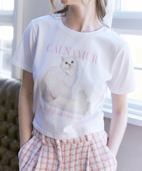 CALNAMUR（カルナムール）の「キャットTシャツ（Tシャツ/カットソー・レディース・ネイビー/ホワイト/ピンク/ライトブルー・FREE）」の12枚目の写真