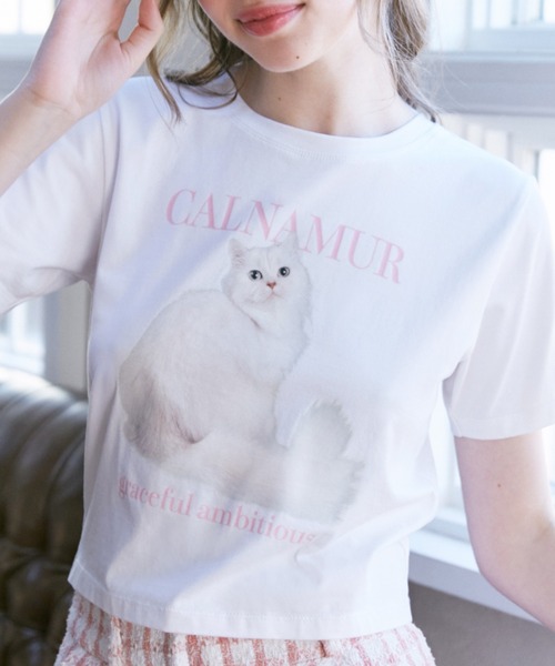 CALNAMUR（カルナムール）の「キャットTシャツ（Tシャツ/カットソー・レディース・ネイビー/ホワイト/ピンク/ライトブルー・FREE）」の13枚目の写真