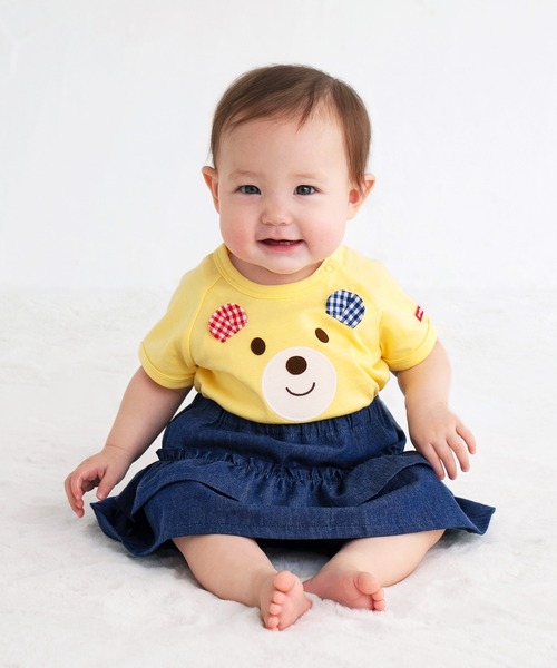 HOT BISCUITS(ホットビスケッツ)の「顔ドン ボディシャツ(ロンパース)(ロンパース・キッズ・アイボリー/イエロー・80cm/70cm)」の1枚目の写真