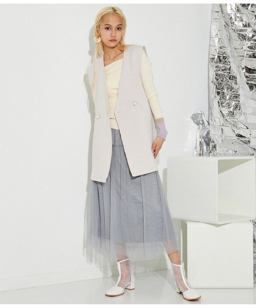 Settimissimo（セッティミッシモ）の「パールボタン スポンジリバー ジレ ベスト（ベスト・レディース・ベージュ/ブラック・M）」の12枚目の写真