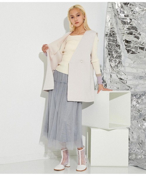 Settimissimo（セッティミッシモ）の「パールボタン スポンジリバー ジレ ベスト（ベスト・レディース・ベージュ/ブラック・M）」の11枚目の写真