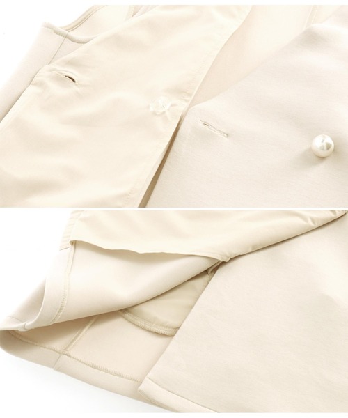 Settimissimo（セッティミッシモ）の「パールボタン スポンジリバー ジレ ベスト（ベスト・レディース・ベージュ/ブラック・M）」の5枚目の写真