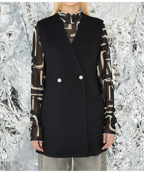 Settimissimo（セッティミッシモ）の「パールボタン スポンジリバー ジレ ベスト（ベスト・レディース・ベージュ/ブラック・M）」の10枚目の写真