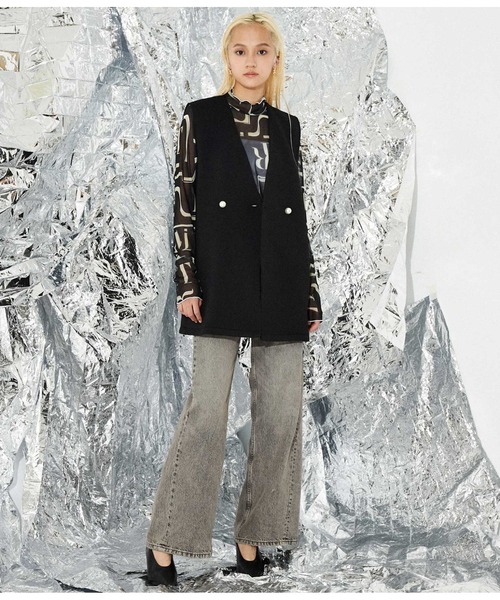 Settimissimo（セッティミッシモ）の「パールボタン スポンジリバー ジレ ベスト（ベスト・レディース・ベージュ/ブラック・M）」の19枚目の写真