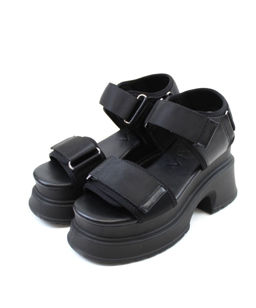 厚底プラットフォームベルクロダッドサンダル