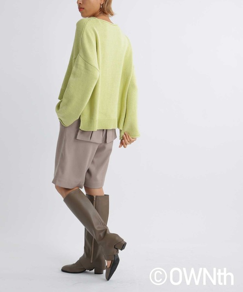 OWNth（オンス）の「ワイドニットショート丈トップス（ニット/セーター・レディース・ピンク/ライトグリーン/ベージュ/ダークグレー・R/P）」の5枚目の写真