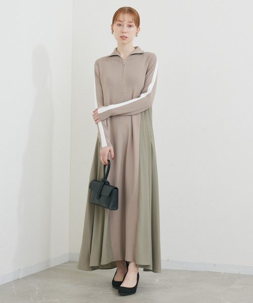 ROSIEE（ロージー）の「ROSIEE 袖配色ラインハーフZIPワンピース