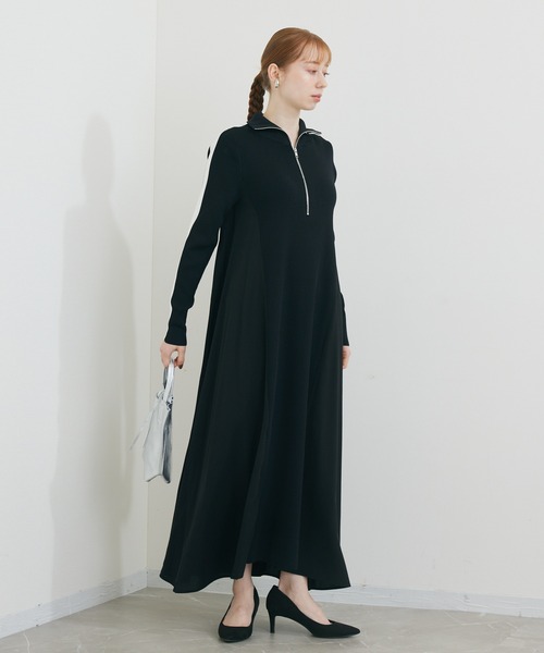 ROSIEE(ロージー)の「ROSIEE 袖配色ラインハーフZIPワンピース(ワンピース・レディース・ブラック/グレイッシュベージュ・FREE)」の20枚目の写真