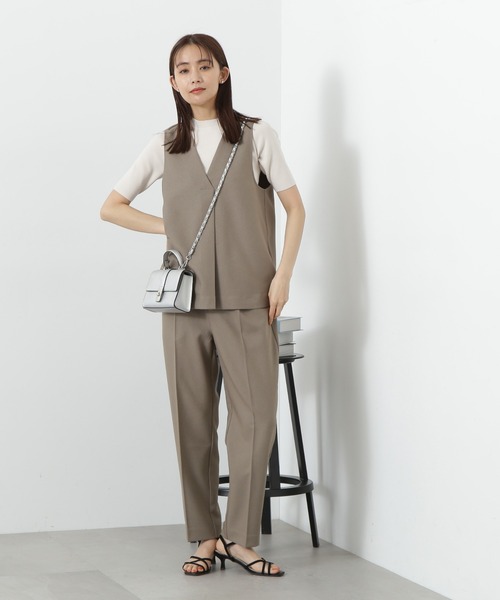 N.（N. Natural Beauty Basic）（エヌエヌナチュラルビューティーベーシック）の「◆ビオグレースリブ半袖ニット（ニット/セーター・レディース・ラベンダー/オフホワイト/ブラック・MEDIUM）」の6枚目の写真