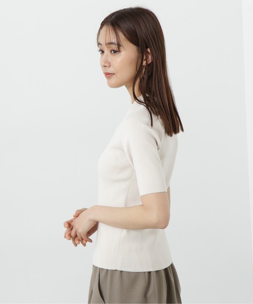 N.（N. Natural Beauty Basic）（エヌエヌナチュラルビューティーベーシック）の「◆ビオグレースリブ半袖ニット（ニット/セーター・レディース・ラベンダー/オフホワイト/ブラック・MEDIUM）」の8枚目の写真