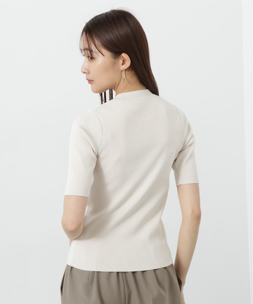 N.（N. Natural Beauty Basic）（エヌエヌナチュラルビューティーベーシック）の「◆ビオグレースリブ半袖ニット（ニット/セーター・レディース・ラベンダー/オフホワイト/ブラック・MEDIUM）」の9枚目の写真