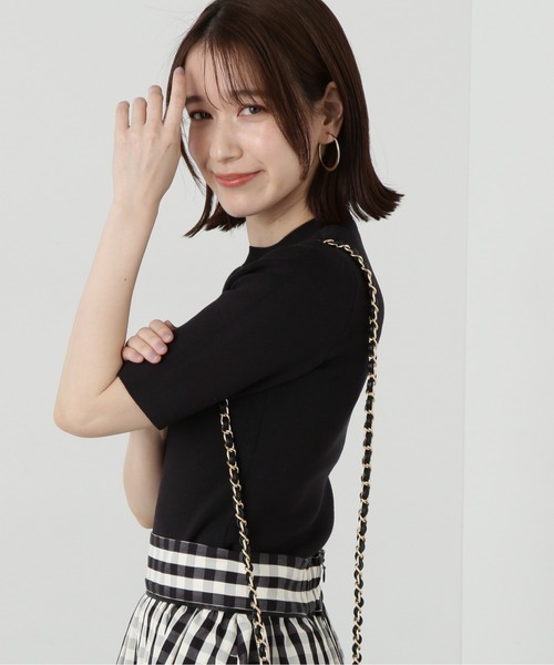 N.（N. Natural Beauty Basic）（エヌエヌナチュラルビューティーベーシック）の「◆ビオグレースリブ半袖ニット（ニット/セーター・レディース・ラベンダー/オフホワイト/ブラック・MEDIUM）」の11枚目の写真