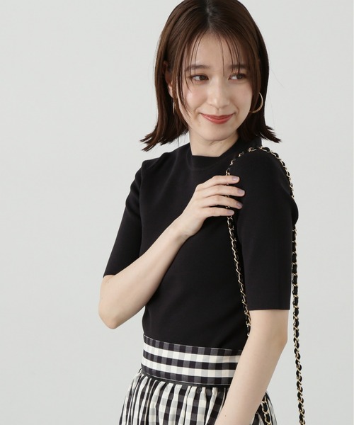 N.（N. Natural Beauty Basic）（エヌエヌナチュラルビューティーベーシック）の「◆ビオグレースリブ半袖ニット（ニット/セーター・レディース・ラベンダー/オフホワイト/ブラック・MEDIUM）」の12枚目の写真