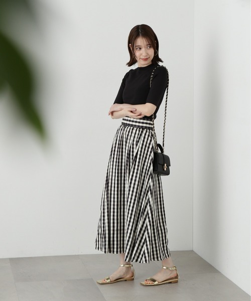 N.（N. Natural Beauty Basic）（エヌエヌナチュラルビューティーベーシック）の「◆ビオグレースリブ半袖ニット（ニット/セーター・レディース・ラベンダー/オフホワイト/ブラック・MEDIUM）」の13枚目の写真