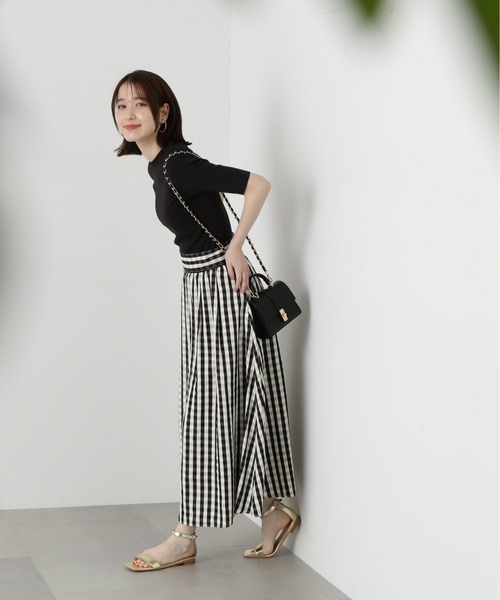 N.（N. Natural Beauty Basic）（エヌエヌナチュラルビューティーベーシック）の「◆ビオグレースリブ半袖ニット（ニット/セーター・レディース・ラベンダー/オフホワイト/ブラック・MEDIUM）」の14枚目の写真