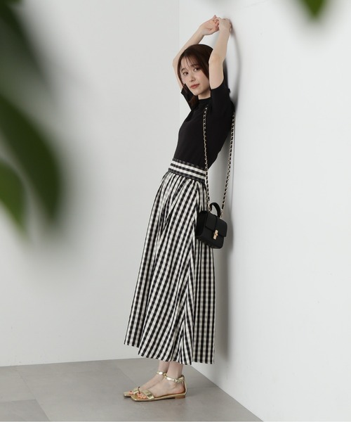 N.（N. Natural Beauty Basic）（エヌエヌナチュラルビューティーベーシック）の「◆ビオグレースリブ半袖ニット（ニット/セーター・レディース・ラベンダー/オフホワイト/ブラック・MEDIUM）」の16枚目の写真