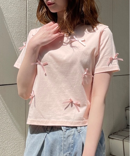 one way（ワンウェイ）の「リボンまみれTシャツ（Tシャツ/カットソー・レディース・ピンク/ホワイト×ブラック/ホワイト×ブルー/ブラック・FREE）」の15枚目の写真