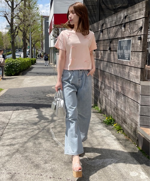 one way（ワンウェイ）の「リボンまみれTシャツ（Tシャツ/カットソー・レディース・ピンク/ホワイト×ブラック/ホワイト×ブルー/ブラック・FREE）」の17枚目の写真