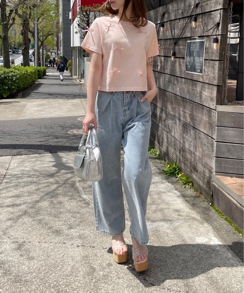 one way（ワンウェイ）の「リボンまみれTシャツ（Tシャツ/カットソー・レディース・ピンク/ホワイト×ブラック/ホワイト×ブルー/ブラック・FREE）」の18枚目の写真