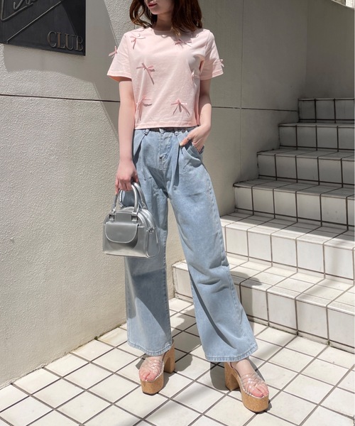 one way（ワンウェイ）の「リボンまみれTシャツ（Tシャツ/カットソー・レディース・ピンク/ホワイト×ブラック/ホワイト×ブルー/ブラック・FREE）」の19枚目の写真