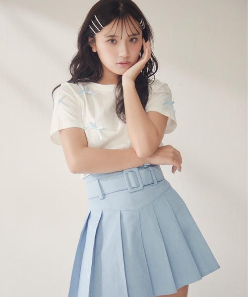 one way（ワンウェイ）の「リボンまみれTシャツ（Tシャツ/カットソー・レディース・ピンク/ホワイト×ブラック/ホワイト×ブルー/ブラック・FREE）」の5枚目の写真