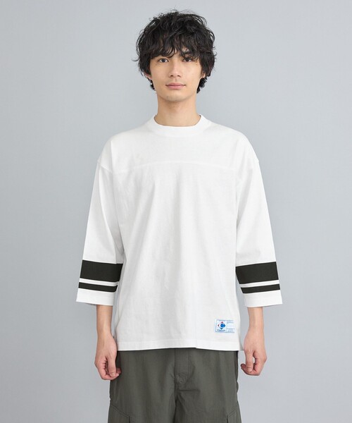 ふっとぼーる Lサイズ　コットン半袖Tシャツ　ホワイトネイビー ふっとぼーる Lサイズ コットン半袖Tシャツ ホワイトネイビー