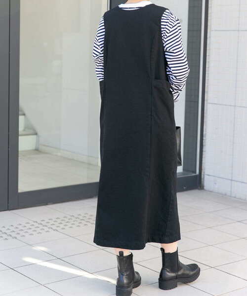 FORK&SPOON（フォークアンドスプーン）の「FORK&SPOON　ソフトツイスト2WAYジャンパースカート（ジャンパースカート・レディース・インディゴブルー/ブラック・1/2）」の11枚目の写真