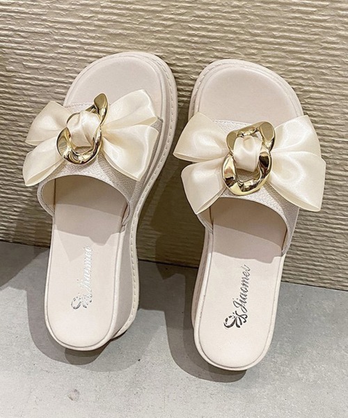 Miniministore（ミニミニストア）の「厚底サンダル 蝶結び レディース 夏靴（サンダル・レディース・アイボリー/ブラック・22.5cm/23.0cm/24.5cm/23.5cm/24.0cm）」の16枚目の写真