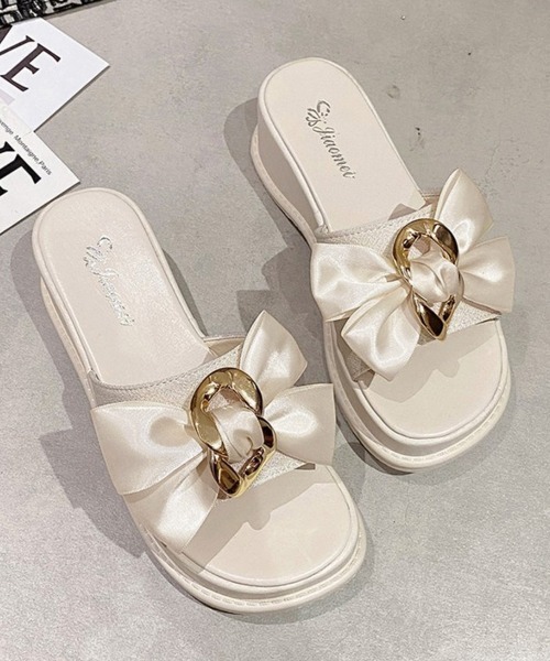 Miniministore（ミニミニストア）の「厚底サンダル 蝶結び レディース 夏靴（サンダル・レディース・アイボリー/ブラック・22.5cm/23.0cm/24.5cm/23.5cm/24.0cm）」の17枚目の写真