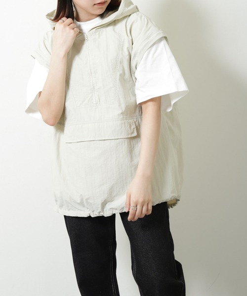 ZIP FIVE（ジップファイブ）の「【ZIP FIVE】 2WAY 撥水 ナイロン テック アノラック ジャケット 【アノラック + ベスト】（ナイロンジャケット・メンズ・イエロー/パープル/ブラック/オリーブ/オフホワイト・MEDIUM/LARGE/X-LARGE）」の9枚目の写真